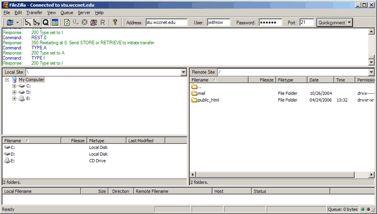 FileZilla Setup for WCC Student Server